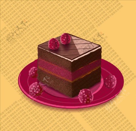 树莓巧克力夹心方蛋糕