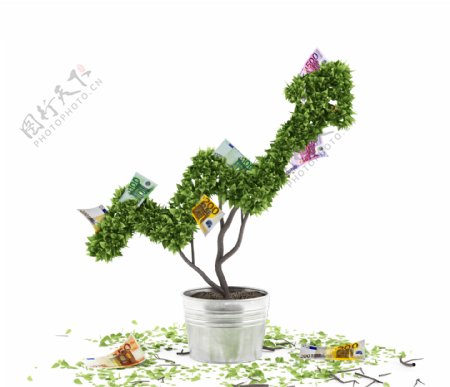 盆栽植物金融主题创意设计