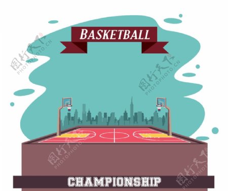 篮球元素主题插画