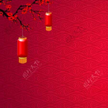 新年红色中国风腊梅