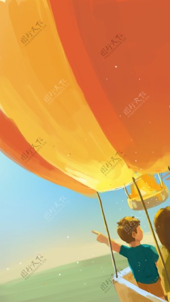 手机首页开机闪屏启动图热气球旅
