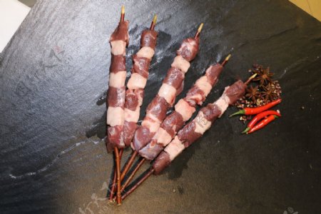 羊肉串烤串烧烤红柳木