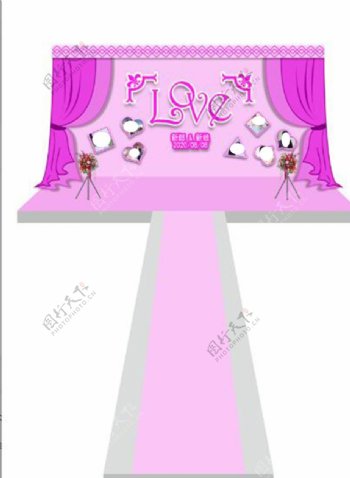 婚礼效果图紫色粉色时尚
