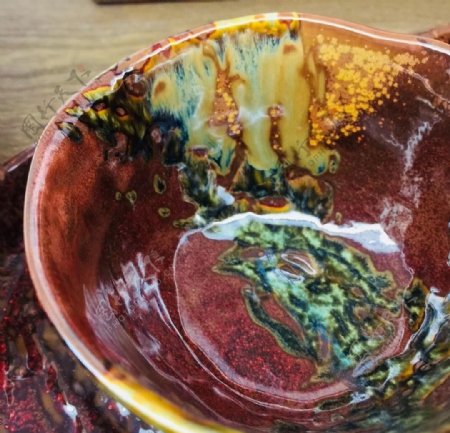 流体纹路陶瓷碗