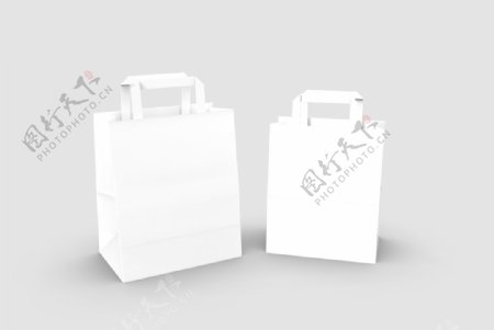 白色纸袋手提袋模型图片