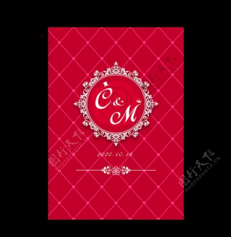 红色婚礼logo指示牌