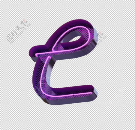高清立体紫色霓虹灯字母元素