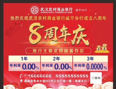 武汉农村商业银行红色海报