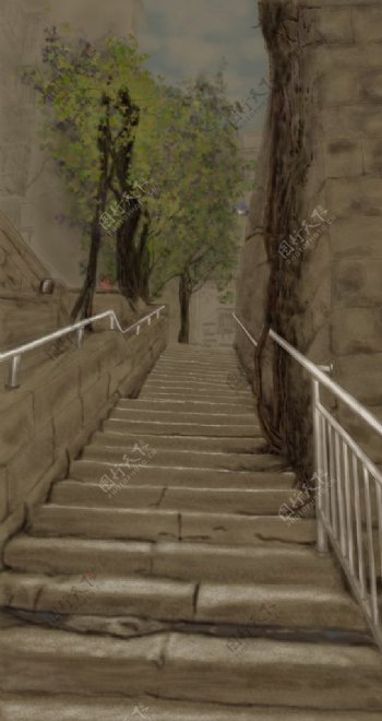 重庆背街小巷的石梯