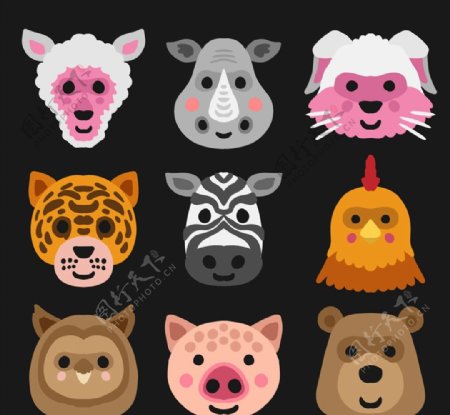 彩绘动物头像面具图片
