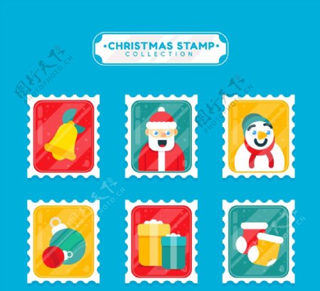 圣诞节邮票矢量图片