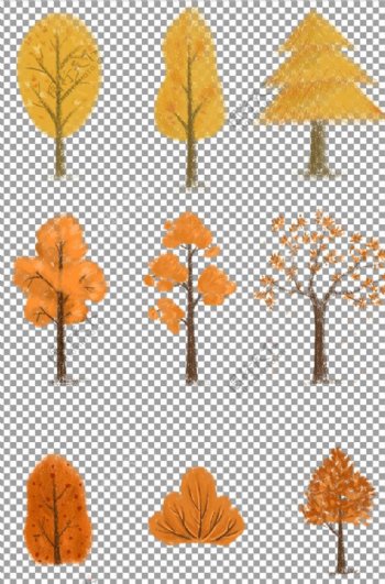 秋天的黄色树木图片