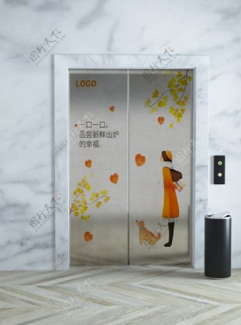 电梯门安全门广告画面图片