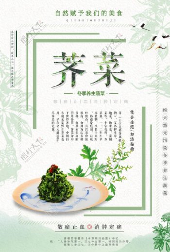 小清新简约荠菜海报图片