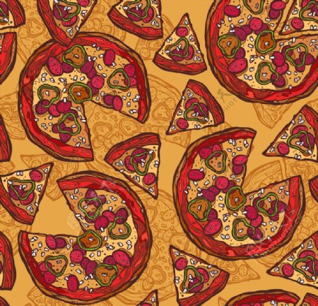 美味披萨无缝背景图片