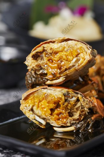 蟹黄美食食材背景海报素材图片