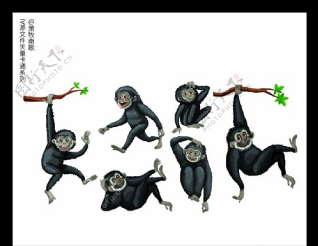 猴子卡通矢量AI源文件图片