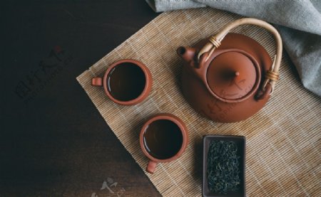 茶壶茶具茶艺背景海报素材图片