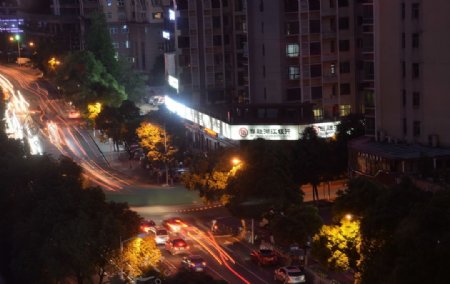 夜间的城市车流光影图片