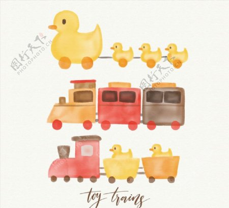 水彩绘玩具火车图片
