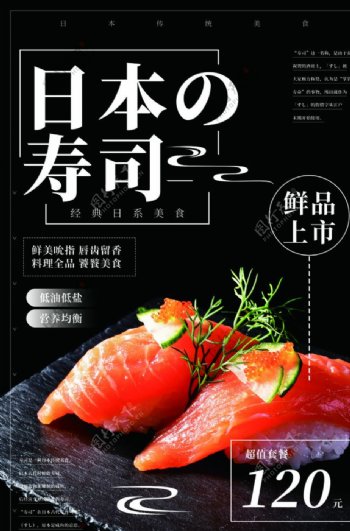 日本寿司美食活动宣传海报素材图片