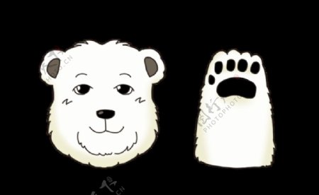 北极熊熊头熊掌手绘素材图片