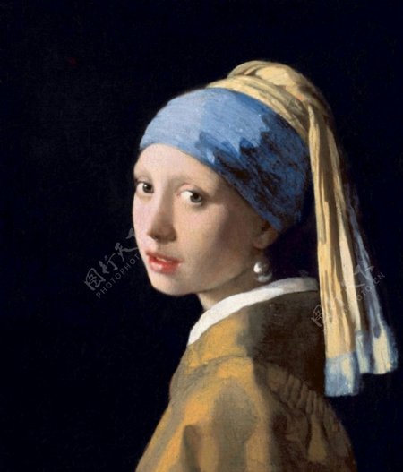 油画戴珍珠耳環的少女图片