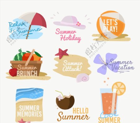彩色夏季假期标签图片