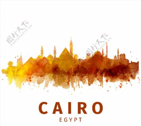 水彩埃及开罗风景图片