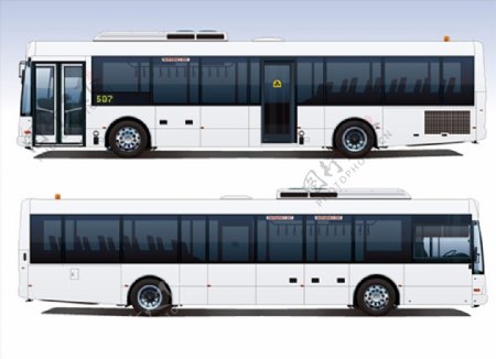 白色公交巴士矢量图片