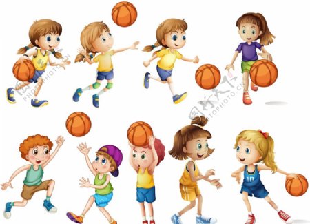 卡通篮球儿童图片