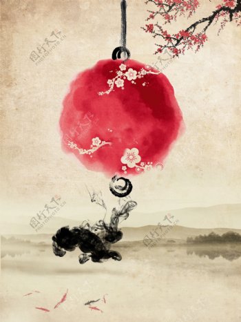 中国风背景水墨画背景图片