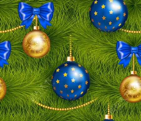 蓝色圣诞球矢量图片