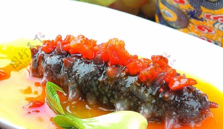 豫菜蟹黄海参图片