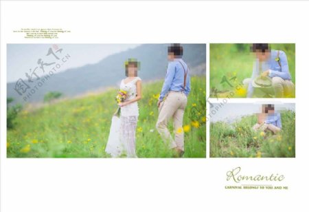 韩国风影楼婚相册模板之草地风情图片