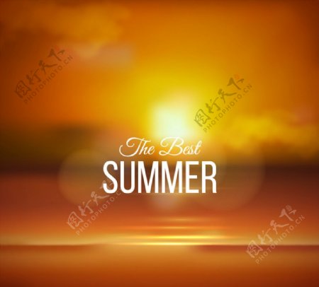 夏日黄昏海岸图片