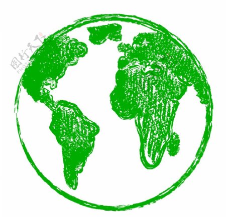 矢量绿色蜡笔画地球图片