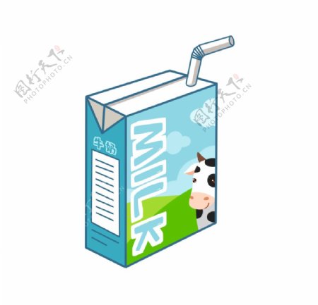 牛奶盒插画图片