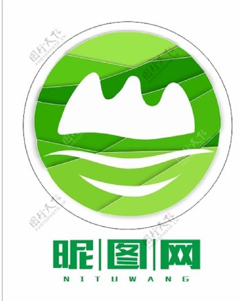 梯田山水清新绿色叠加logo图片