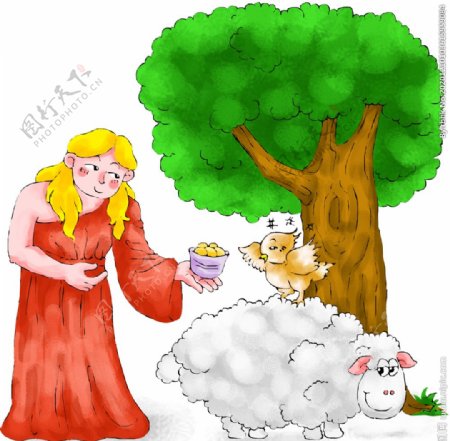 手绘绵羊插画图片