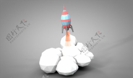 C4D模型火箭发射图片
